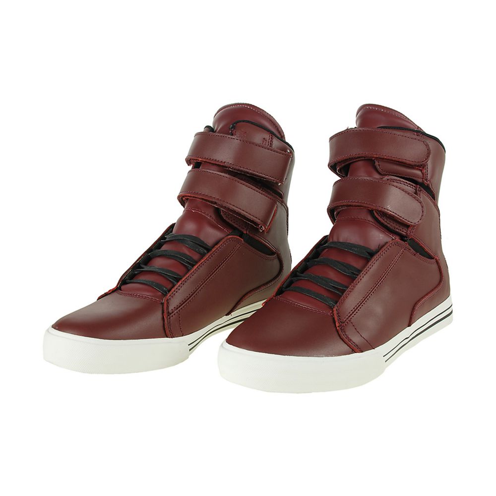 Baskets Montantes Supra TK Society Bordeaux Burgundy Leather Homme | PAO-80016121